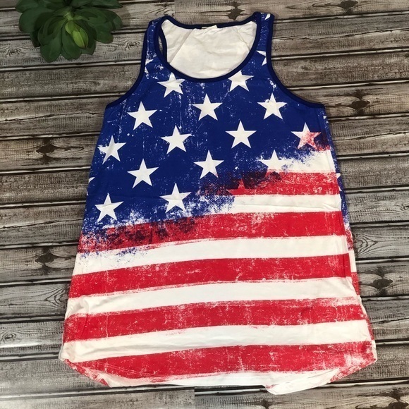 American Flag Stars & Stripes July 4th Tank Top Small Medium Large - Picture 2 of 7
